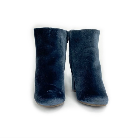 Old Navy Blue Steel Velvet Ankle Boots Size 7 - Picture 10 of 14